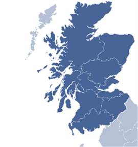 Map of SDM building contractors coverage of Glasgow, Edinbrugh and Scotland